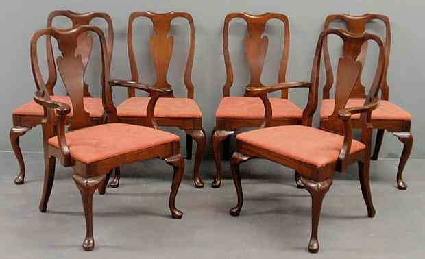 Appraisal: Set of six Queen Anne style mahogany chairs by Hickory