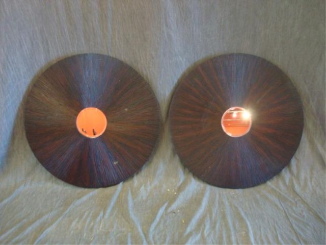 Appraisal: Pair of Round Wood Mirrors Dimensions diameter Estimate -