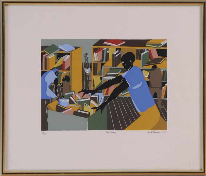 Appraisal: JACOB LAWRENCE AMERICAN - ''THE LIBRARY'' Serigraph in colors signed