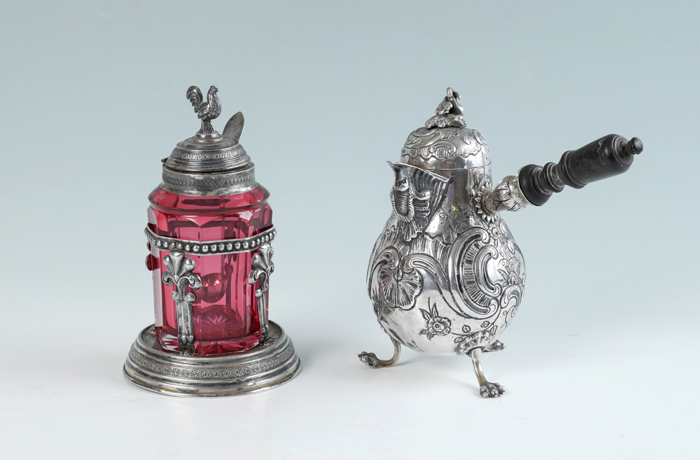 Appraisal: PIECE CONTINENTAL SILVER SYRUP AND CONDIMENT JAR pieces total to