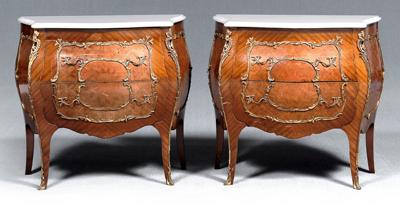 Appraisal: Pair Louis XV style commodes each with white marble top