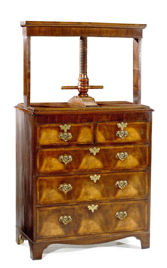 Appraisal: Georgian style inlaid mahogany chest of drawers with press mid