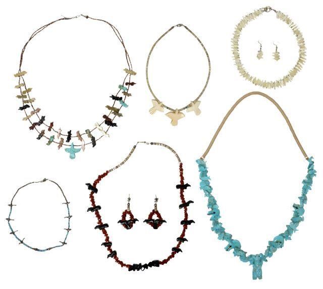 Appraisal: lot of Native American and style fetish necklaces and earrings