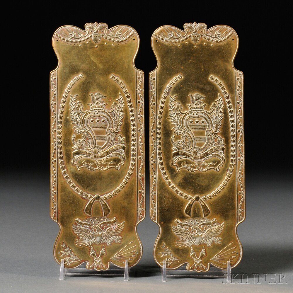 Appraisal: Pair of Stamped Brass Door Push-plates with Patriotic Motifs marked