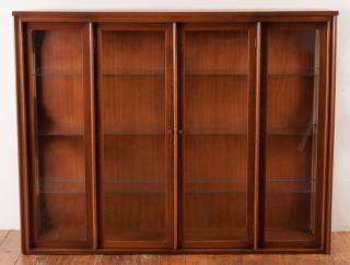 Appraisal: Walnut Display Cabinet Mid-Century glass front display cabinet with three