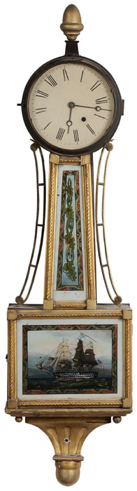 Appraisal: Federal Parcel Gilt Banjo Clock Massachusetts early th century painted