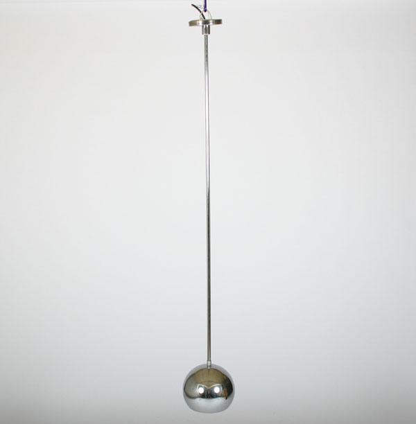 Appraisal: Set Lightolier chromed orb pendant light fixtures Paper label on