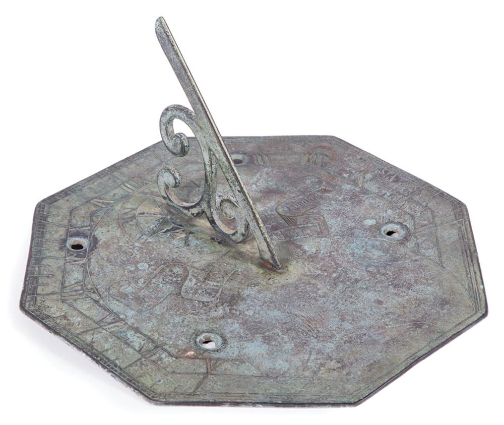 Appraisal: Georgian Bronze Horizontal Sundial engraved in a banner John Field