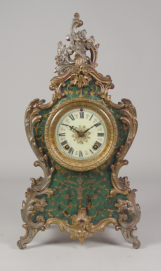 Appraisal: Ansonia Rococo Style Clock Late th Century Enameled Roman Dial