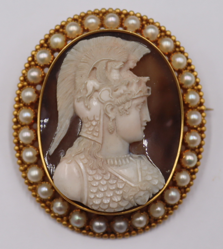 Appraisal: JEWELRY Antique kt Gold Mounted Carved Cameo Brooch Antique kt