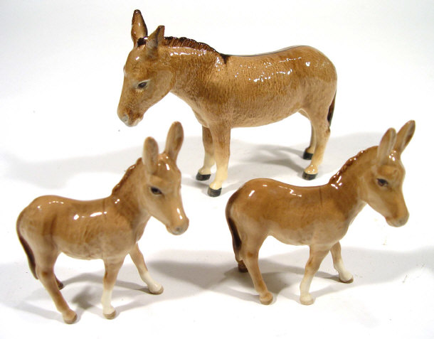 Appraisal: Hand painted Beswick three piece donkey family factory marks to