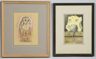 Appraisal: Werner Wildner Watercolors Mouse Owl Werner Wildner Nashville Tennessee -