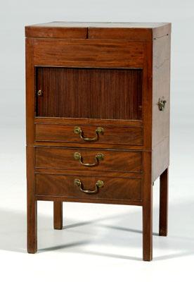 Appraisal: Georgian tambour door wash stand mahogany double-hinged top with open