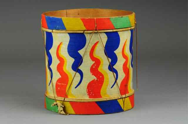 Appraisal: EARLY CHILD'S DRUM Made of wood and hand painted in