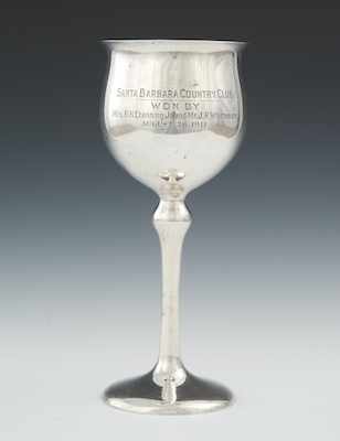 Appraisal: A Sterling Silver Trophy Toasting Goblet Marked on the underside