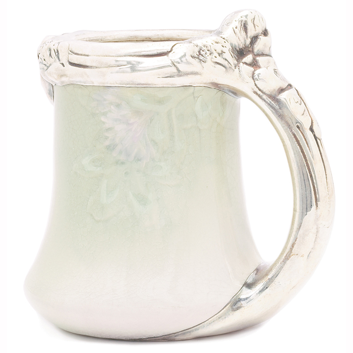 Appraisal: Rookwood handled vessel Iris glaze with a clover design painted