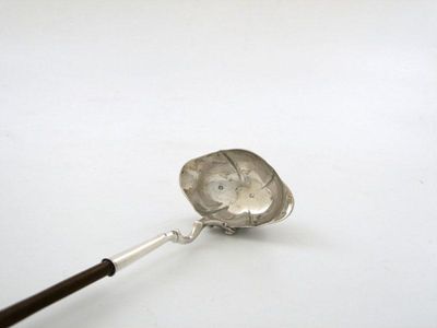 Appraisal: A George II silver toddy ladle oval lobed form engraved