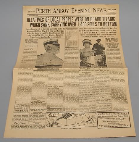 Appraisal: Illustrated front page of the Perth Amboy Evening News for