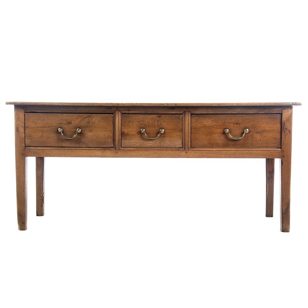 Appraisal: French Chestnut Three Drawer Server th century provincial server on