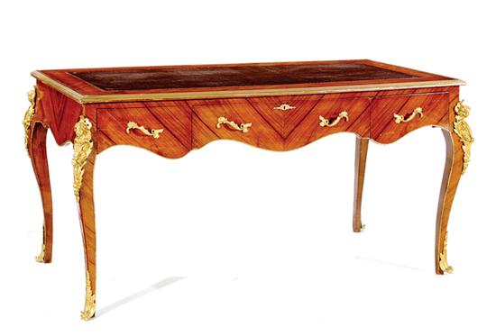 Appraisal: Louis XVI style kingwood bureau plat rectangular top with brass