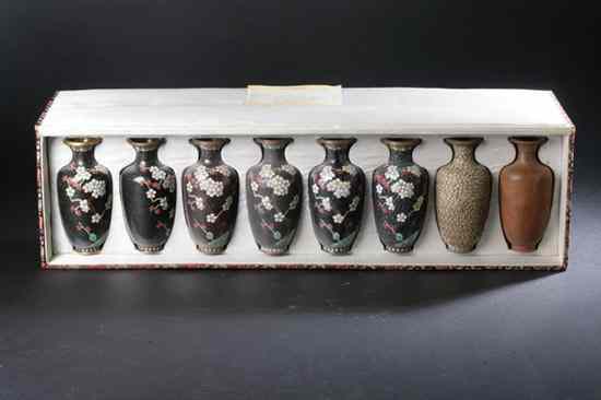 Appraisal: EIGHT CHINESE CLOISONN ENAMEL VASES Eight stages of enameling with