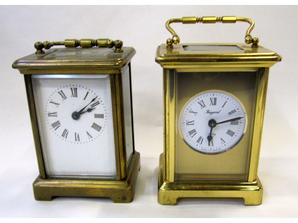 Appraisal: Two brass cased carriage clocks