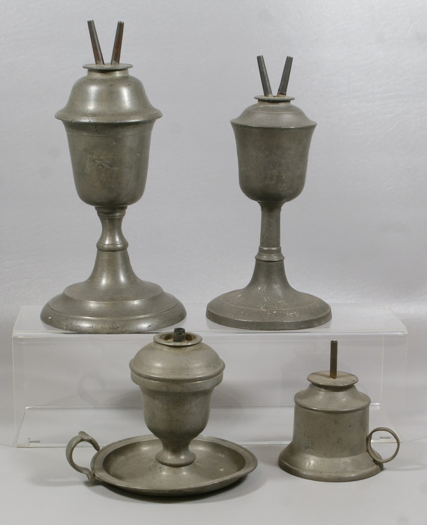 Appraisal: pewter fluid lamps tallest shortest unsigned