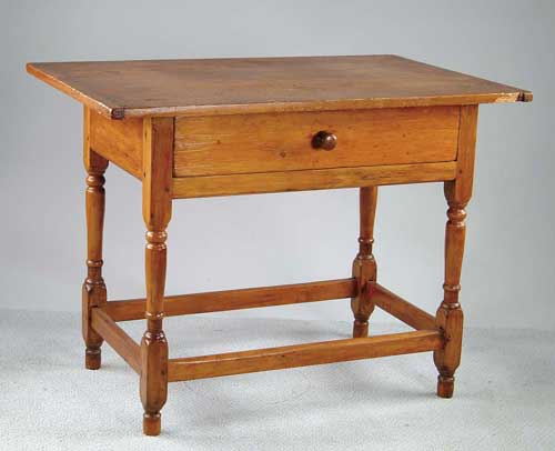 Appraisal: ONE DRAWER EARLY TAVERN TABLE One board pine top with