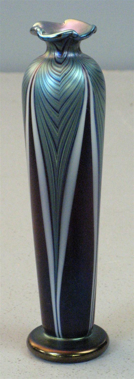 Appraisal: French glass purple opalescent vase indistinct signature on base