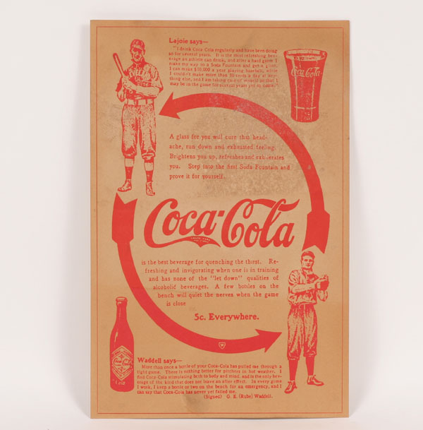 Appraisal: Coca-Cola pack bottle liner featuring Baseball Hall of Famers Nap