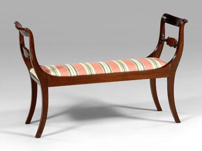 Appraisal: Fine New York Phyfe window bench dense mahogany and figured