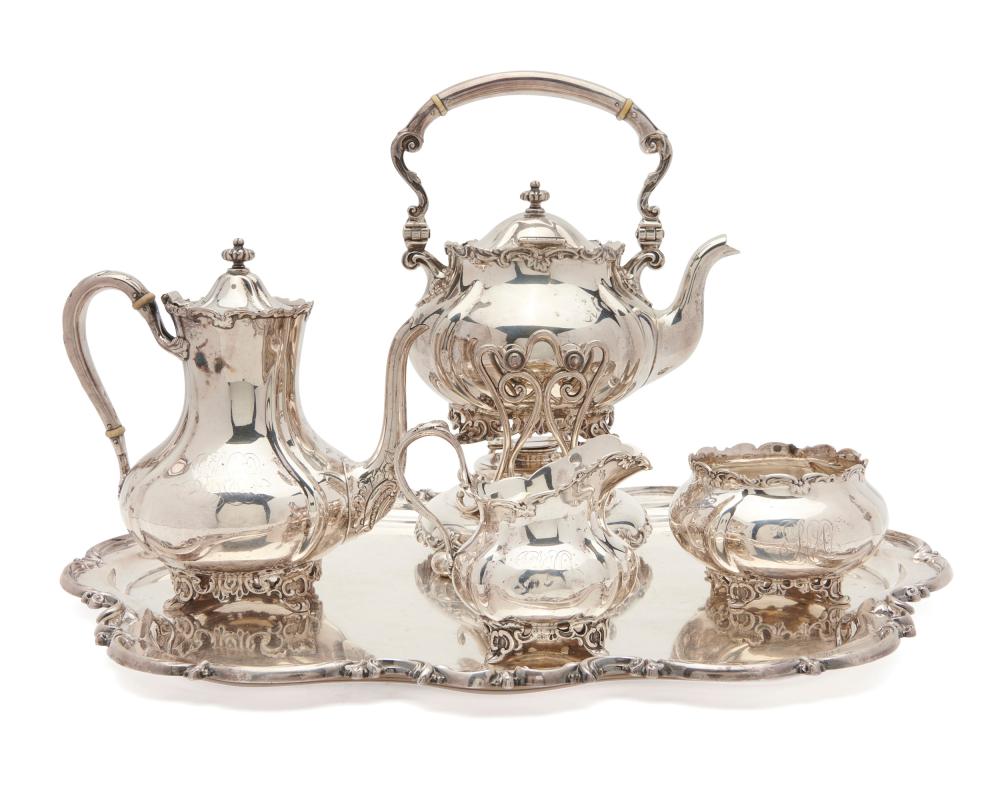 Appraisal: Theodore B Starr Silver Four Piece Coffee Set on Tray