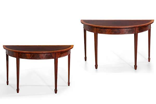 Appraisal: Pair George III satinwood mahogany side tables A pair of