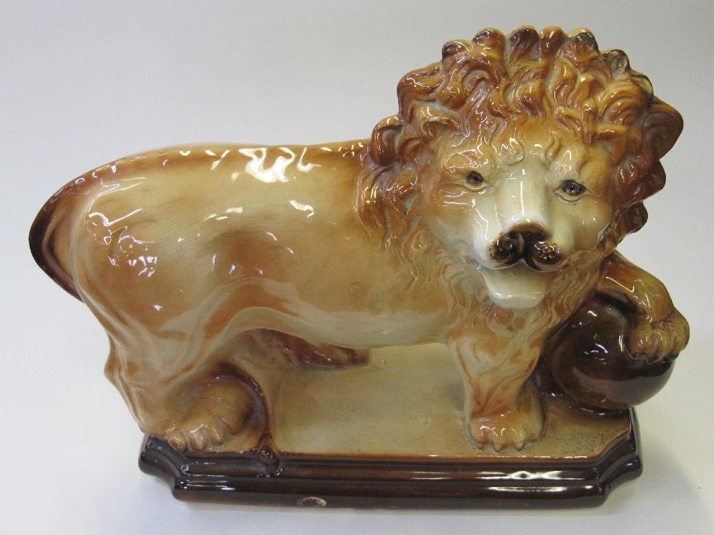 Appraisal: Pair of Bo'ness pottery lions