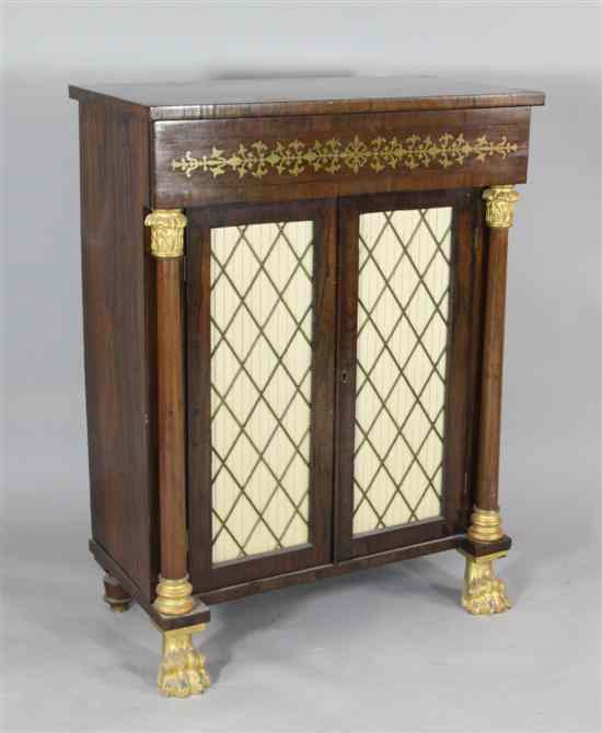 Appraisal: A George IV brass inlaid rosewood and parcel gilt side