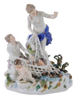 Appraisal: Meissen Figure Group Capture of Triton German th century underglaze