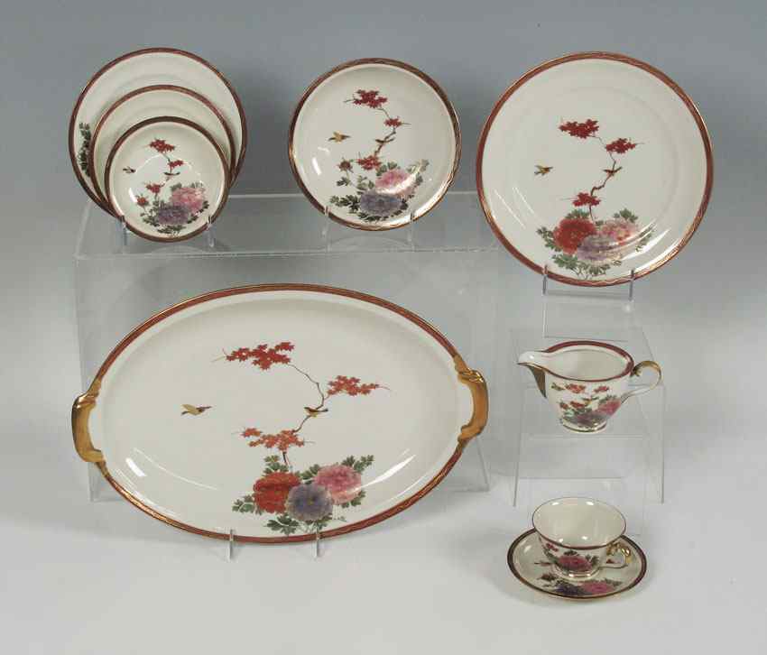 Appraisal: HAND PAINTED SATSUMA CHINA SERVICE Approx pieces to include dinner