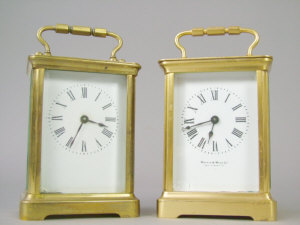 Appraisal: A four glass gilt brass cased carriage clock with white