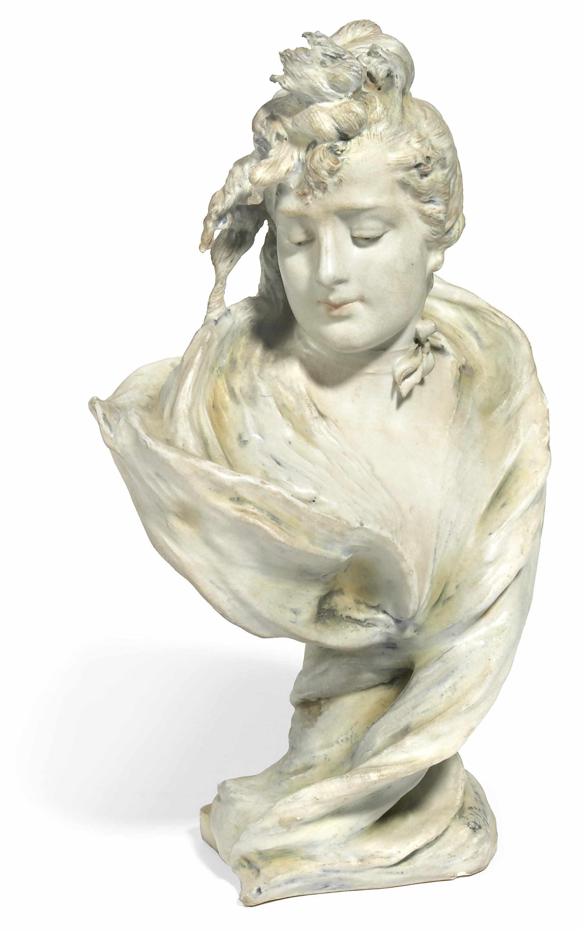 Appraisal: An Amphora glazed earthenware bust of an Art Nouveau maiden