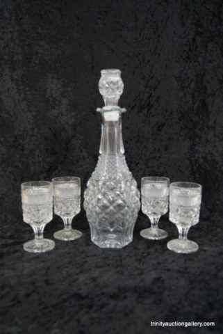 Appraisal: Vintage Wexford Glass Decanter Wine Stems SetA very nice vintage