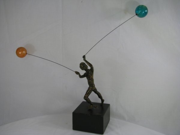 Appraisal: Curtis Jere bronze sculpture of a boy running with a