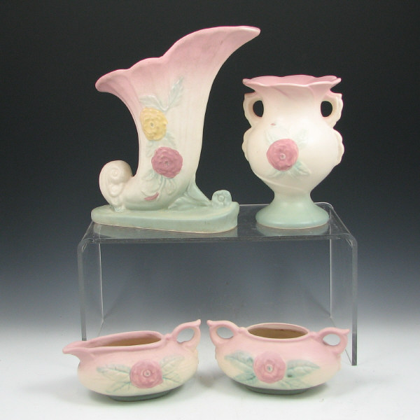 Appraisal: Hull Open Rose - Vase Creamer Sugar Corn Lot of