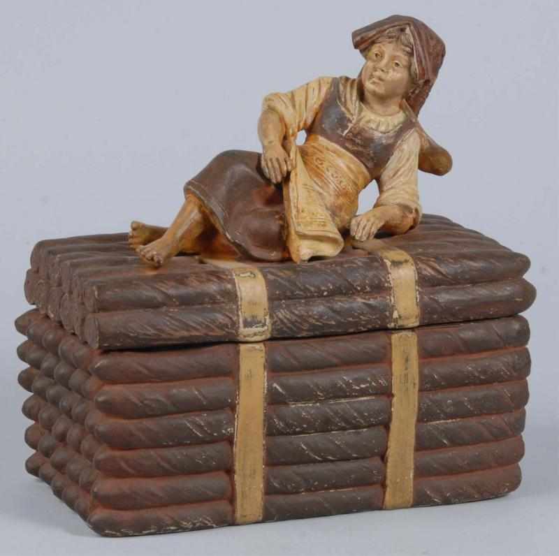 Appraisal: Ceramic Cigar Girl Figural Humidor Description Circa s Nice figure