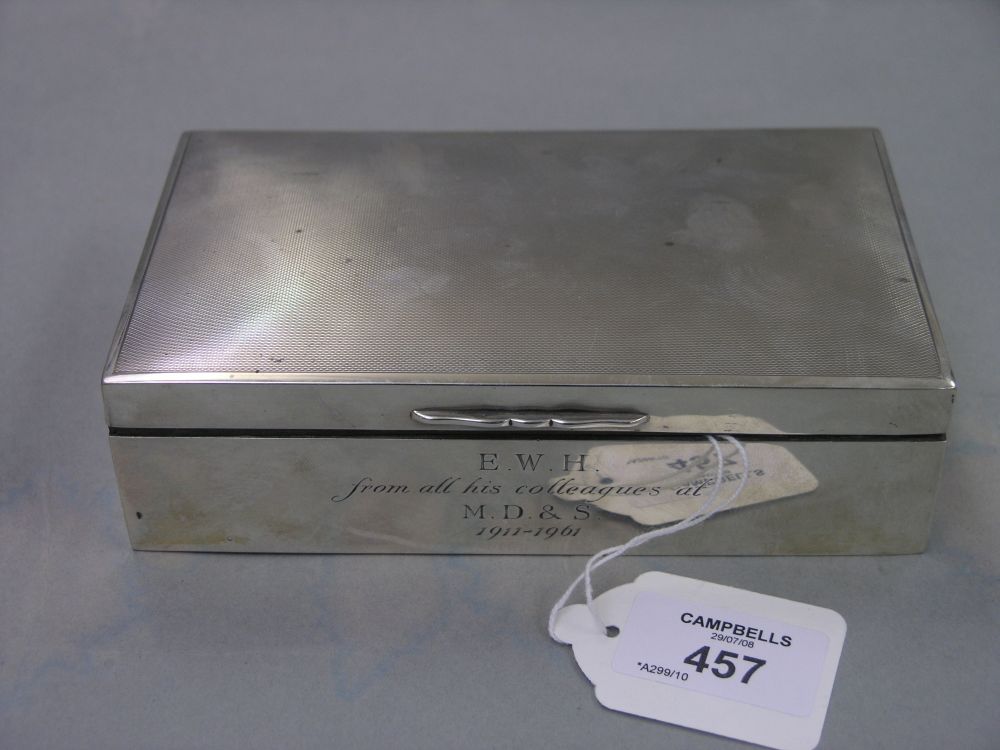 Appraisal: An engine turned silver cigarette case Birmingham in - presentation