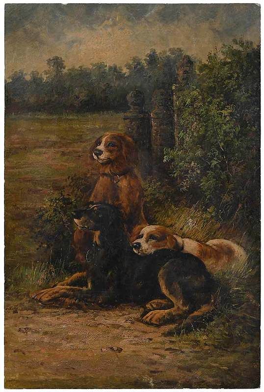 Appraisal: British School Sporting Painting th century Waiting three spaniels unsigned