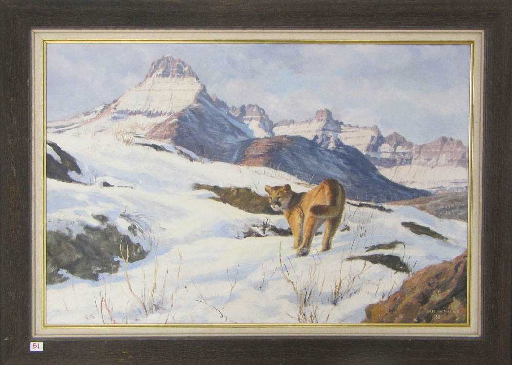 Appraisal: MALCOLM 'BILL' GRAVELINE OIL ON BOARD Connecticut - Cougar in