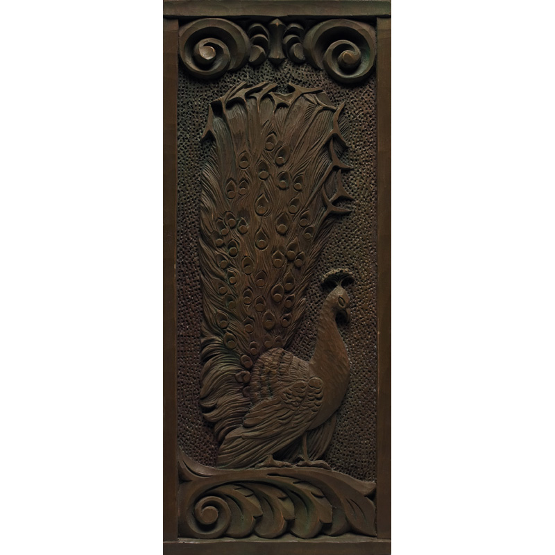 Appraisal: Arts Crafts wall hanging wood panel with an intricately carved