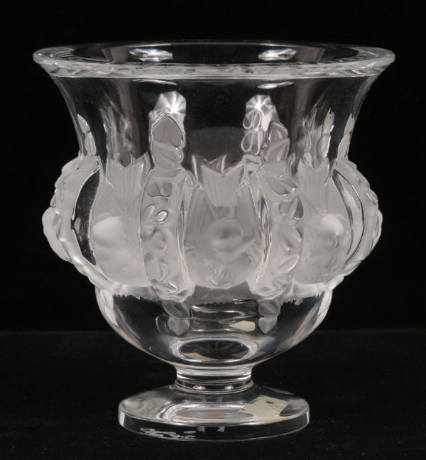 Appraisal: Lalique Dampierre clear art glass vase decorated with a band