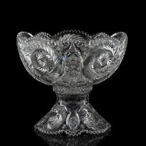 Appraisal: A Brilliant-Period Cut Glass Punch Bowl and Stand with a