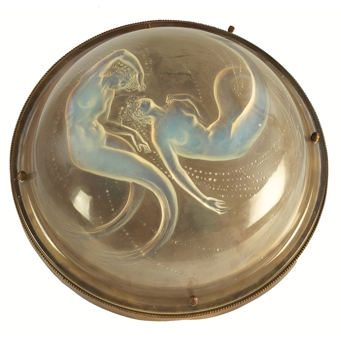 Appraisal: Unusual Rene Lalique light fixture swirling design with female figures